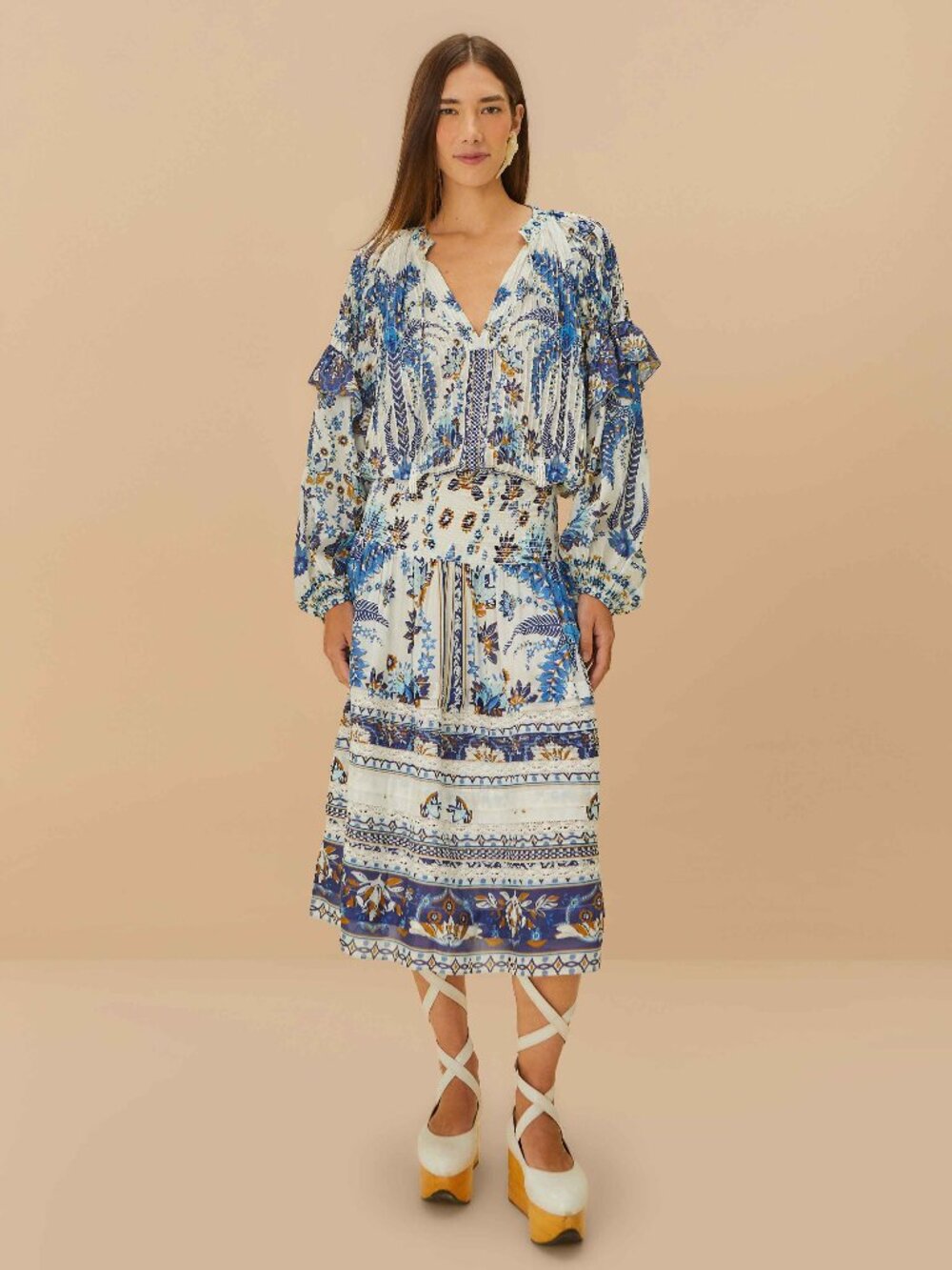 Off-White Ana Tapestry Organic Cotton Midi Skirt